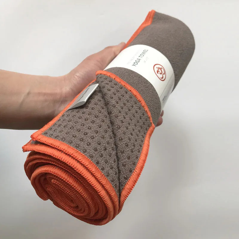 Tapis de yoga antidérapant portable microfibre  beige et orange - Les Rituels d'Isabelle
