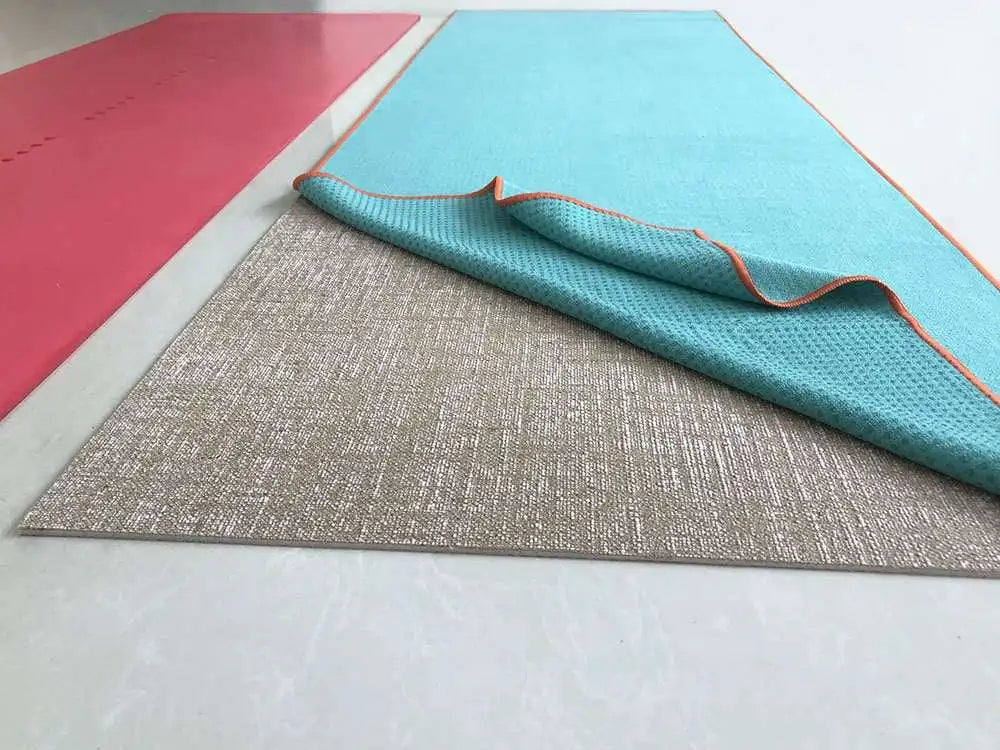 Tapis de yoga antidérapant portable microfibre bleu- vert- Les Rituels d'Isabelle