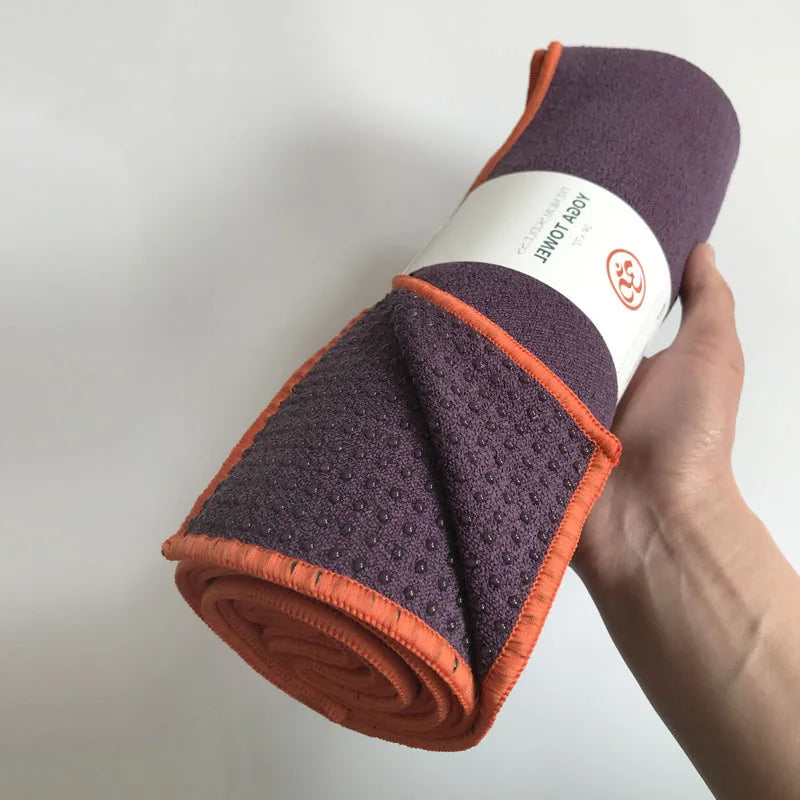 Tapis de yoga antidérapant portable microfibre  violet foncé et orange - Les Rituels d'Isabelle