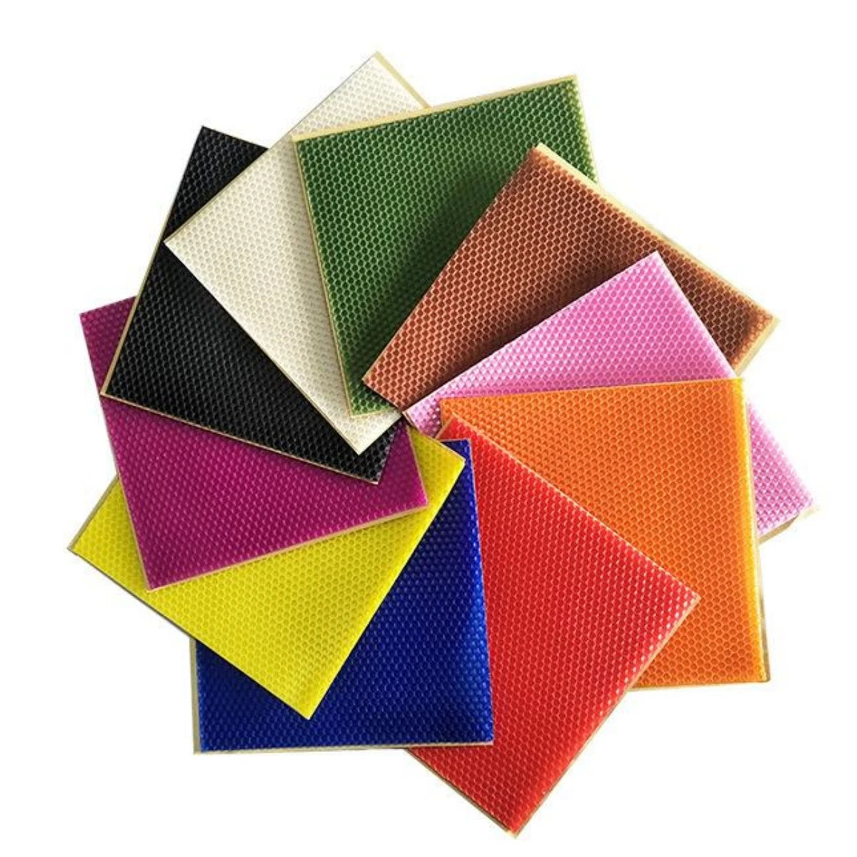 Rouleaux de Bougies en Feuille de Cire d’Abeille Colorée – Ensemble de 13 pièces (20x20 cm)