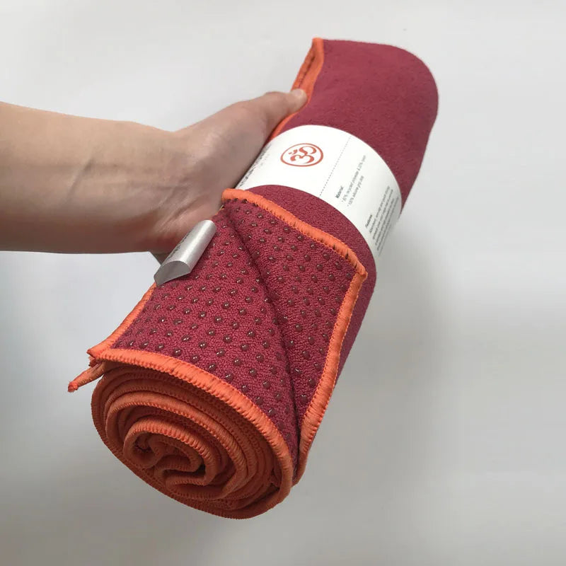 Tapis de yoga antidérapant portable microfibre  rouge  et orange - Les Rituels d'Isabelle