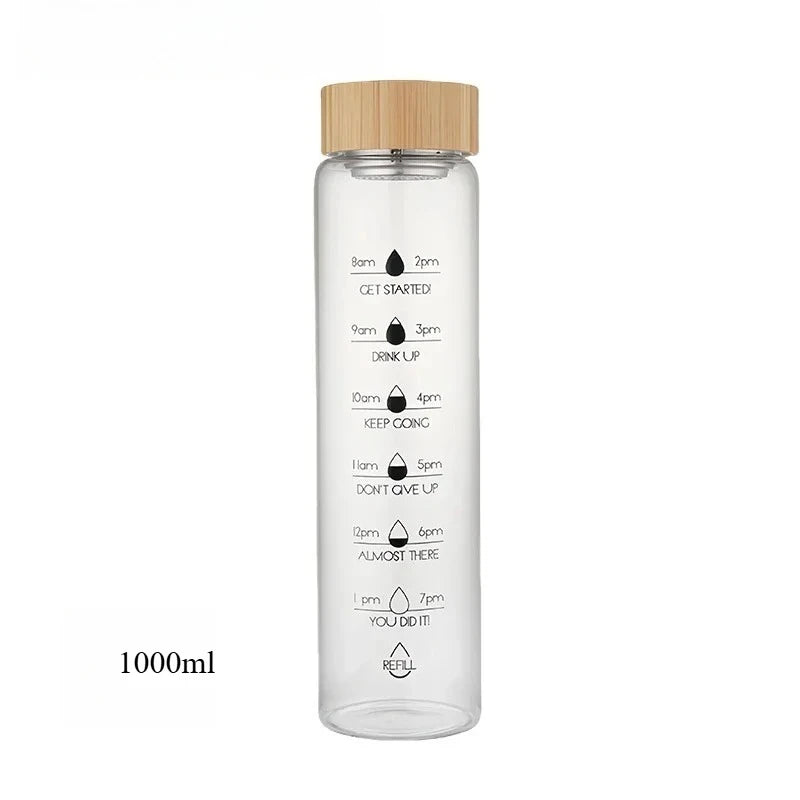 Bouteille en verre borosilicate 1000 ml avec infuseur et couvercle en bambou