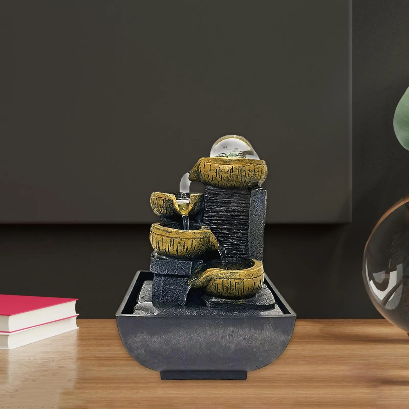 Fontaine d'eau brittop avec pompe, décor Feng Shui, 3 niveaux