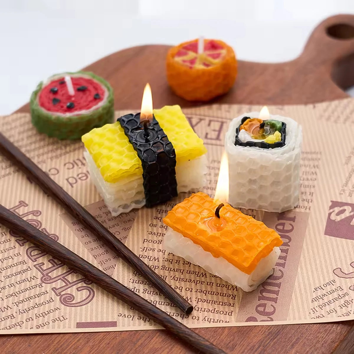 Rouleaux de Bougies en Feuille de Cire d’Abeille Colorée – Ensemble de 13 pièces (20x20 cm)