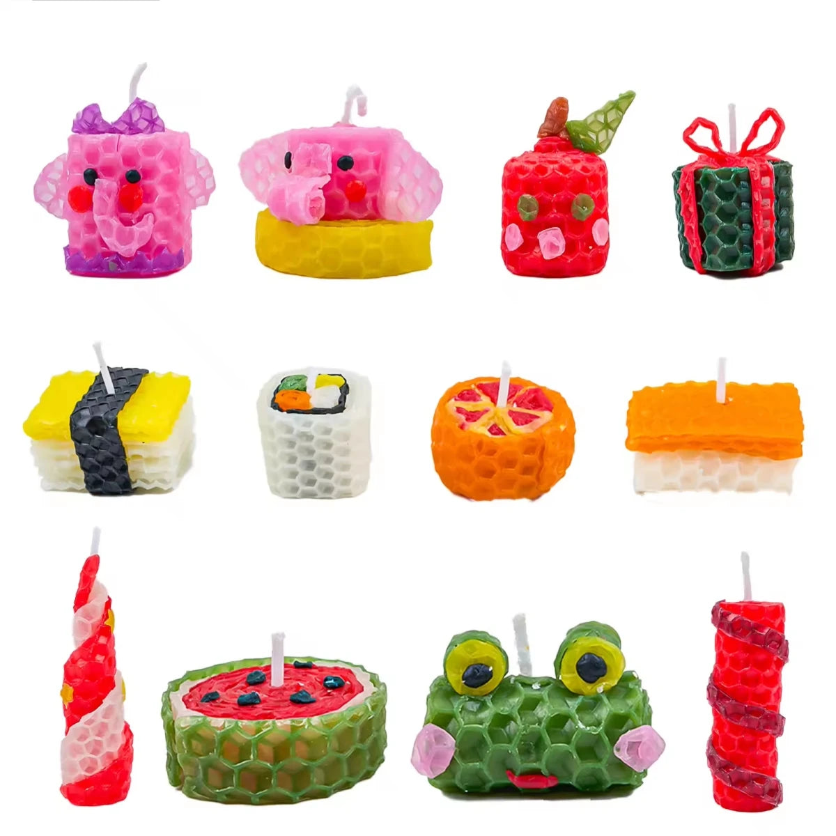 Rouleaux de Bougies en Feuille de Cire d’Abeille Colorée – Ensemble de 13 pièces (20x20 cm)